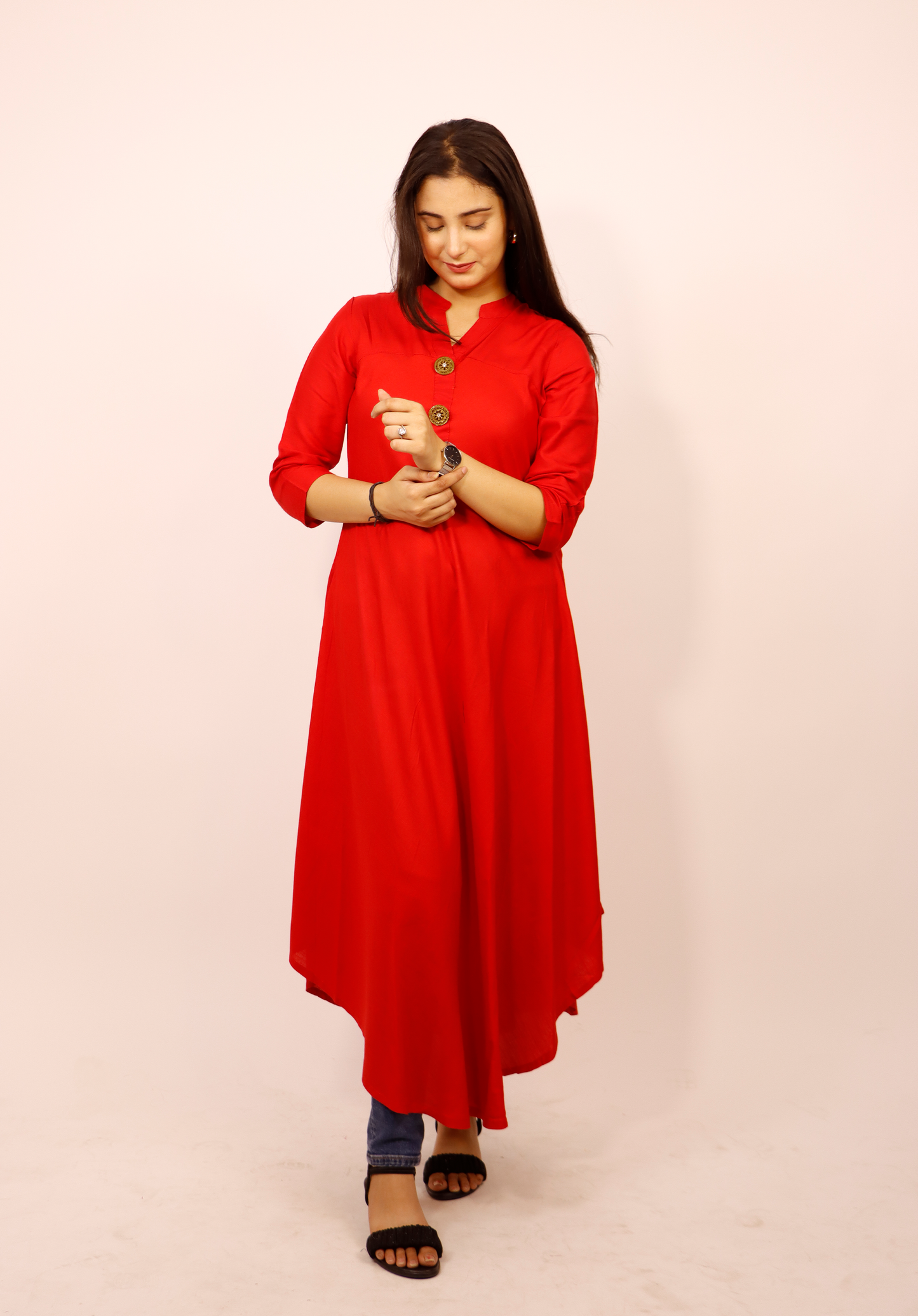 RAYON KURTI IN ANARKALI PATTERN WITH HEAVY JACKET WITH DORI