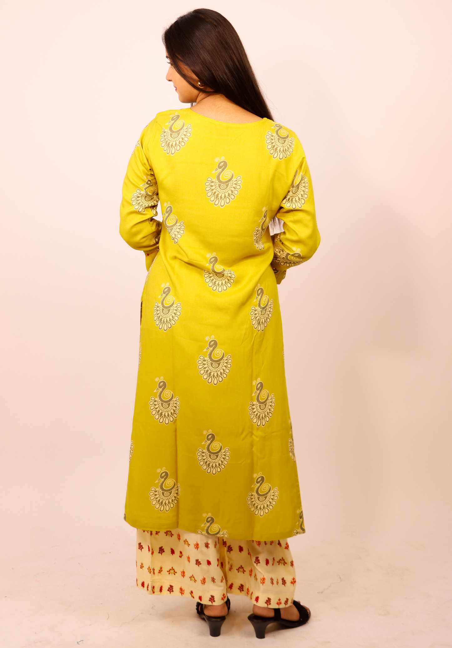 PLAZO SET KURTI IN RAYON WITH YOKE EMBROIDERY WITH CONTRAST COTTON EMBROIDED PLAZO