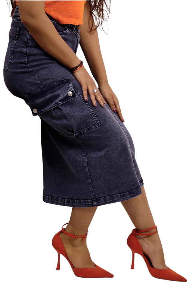 DARK BLUE DENIM SKIRT