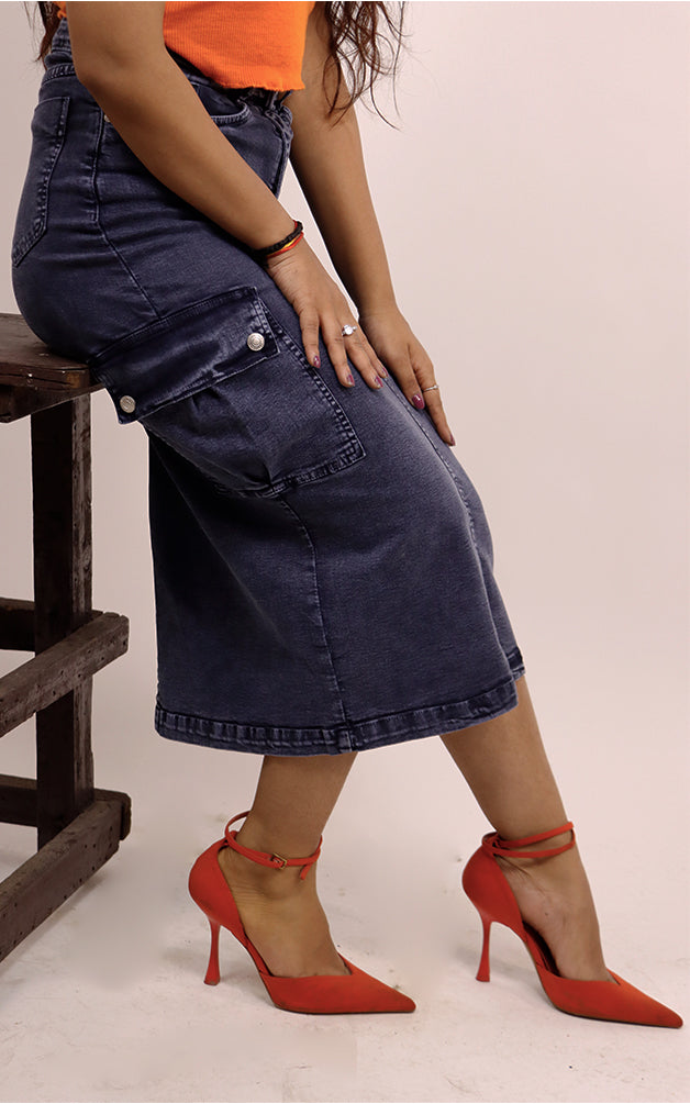 DARK BLUE DENIM SKIRT